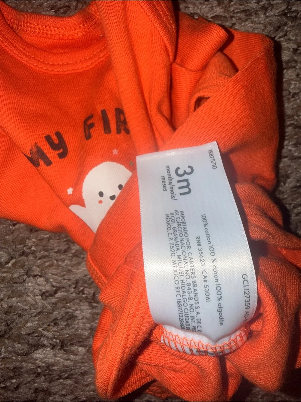 Carter's Orange 'My First Halloween' Ghost Bodysuit
